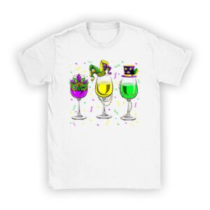 Mardi Gras Glass Of Wine Funny Drinking Wine Festival Parade T-Shirt