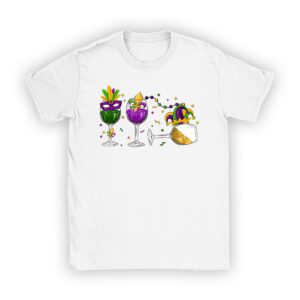 Mardi Gras Glass Of Wine Funny Drinking Wine Festival Parade T-Shirt