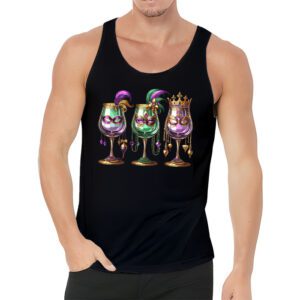 Mardi Gras Glass Of Wine Funny Drinking Wine Festival Parade Tank Top 3