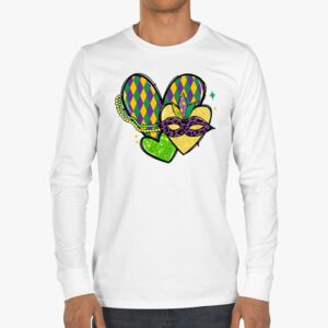 Mardi Gras Hearts Cute Outfit Women Girls Kids Toddler Longsleeve Tee 3