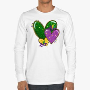 Mardi Gras Hearts Cute Outfit Women Girls Kids Toddler Longsleeve Tee 3 4