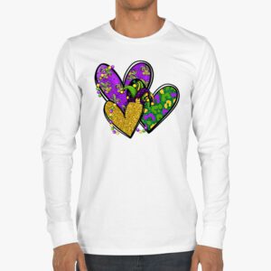 Mardi Gras Hearts Cute Outfit Women Girls Kids Toddler Longsleeve Tee 3 5