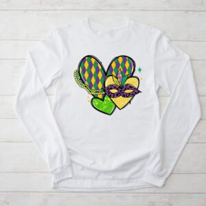 Mardi Gras Hearts Cute Outfit Women Girls Kids Toddler Longsleeve Tee