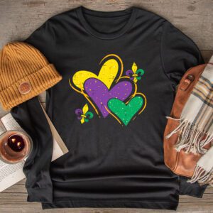 Mardi Gras Hearts Cute Outfit Women Girls Kids Toddler Longsleeve Tee