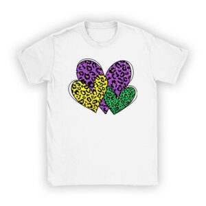 Mardi Gras Hearts Cute Outfit Women Girls Kids Toddler T-Shirt