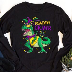 Mardi Grawr T Rex Dino Toddler Kids Mardi Gras Boys Gift Longsleeve Tee 1 5