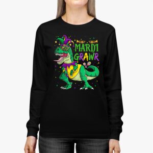 Mardi Grawr T Rex Dino Toddler Kids Mardi Gras Boys Gift Longsleeve Tee 2 4