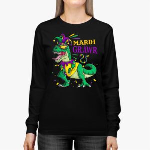 Mardi Grawr T Rex Dino Toddler Kids Mardi Gras Boys Gift Longsleeve Tee 2 5