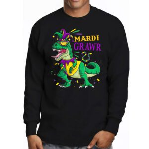 Mardi Grawr T Rex Dino Toddler Kids Mardi Gras Boys Gift Longsleeve Tee 3 5