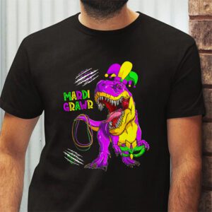 Mardi Grawr T Rex Dino Toddler Kids Mardi Gras Boys Gift T Shirt 2 3