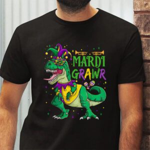 Mardi Grawr T Rex Dino Toddler Kids Mardi Gras Boys Gift T Shirt 2 4