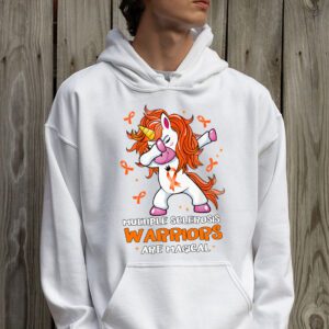 Multiple Sclerosis Warriors Magical Unicorn Orange Ribbon Hoodie 2