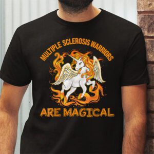 Multiple Sclerosis Warriors Magical Unicorn Orange Ribbon T Shirt 2 2