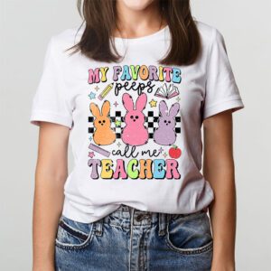 My Favorite Peep Call Me Teacher Groovy Happy Easter Day T Shirt 2