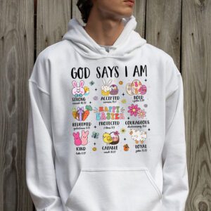 Retro God Says I Am Christian Jesus Happy Easter Day Bunny Hoodie 2 3