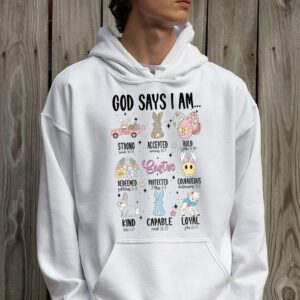 Retro God Says I Am Christian Jesus Happy Easter Day Bunny Hoodie 2