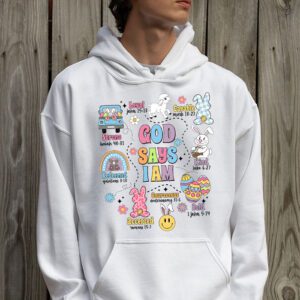 Retro God Says I Am Christian Jesus Happy Easter Day Bunny Hoodie 2 4