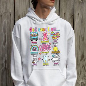 Retro God Says I Am Christian Jesus Happy Easter Day Bunny Hoodie 2 5