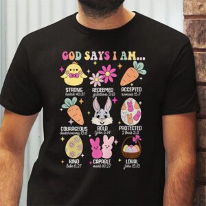 Retro God Says I Am Christian Jesus Happy Easter Day Bunny T Shirt 2 2