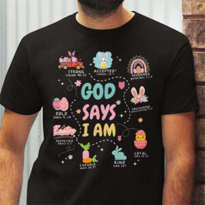 Retro God Says I Am Christian Jesus Happy Easter Day Bunny T Shirt 2 6