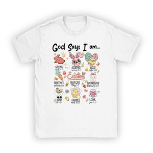 Retro God Says I Am Christian Jesus Happy Easter Day Bunny T-Shirt