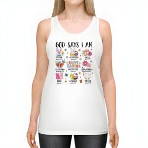 Retro God Says I Am Christian Jesus Happy Easter Day Bunny Tank Top 2 3