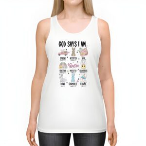 Retro God Says I Am Christian Jesus Happy Easter Day Bunny Tank Top 2