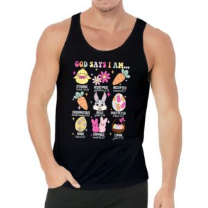 Retro God Says I Am Christian Jesus Happy Easter Day Bunny Tank Top 3 2