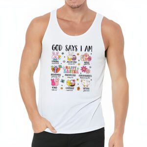 Retro God Says I Am Christian Jesus Happy Easter Day Bunny Tank Top 3 3