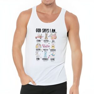 Retro God Says I Am Christian Jesus Happy Easter Day Bunny Tank Top 3