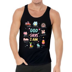 Retro God Says I Am Christian Jesus Happy Easter Day Bunny Tank Top 3 6