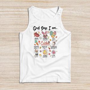 Retro God Says I Am Christian Jesus Happy Easter Day Bunny Tank Top