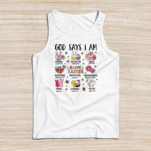 Retro God Says I Am Christian Jesus Happy Easter Day Bunny Tank Top