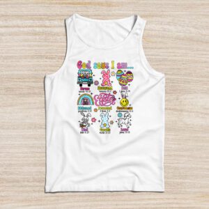 Retro God Says I Am Christian Jesus Happy Easter Day Bunny Tank Top