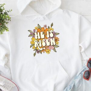 Retro Groovy He Is Risen Floral Jesus Easter Day Christians Hoodie 1 8