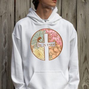 Retro Groovy He Is Risen Floral Jesus Easter Day Christians Hoodie 2 10