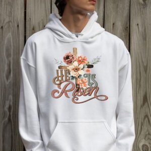 Retro Groovy He Is Risen Floral Jesus Easter Day Christians Hoodie 2 2