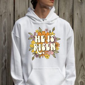 Retro Groovy He Is Risen Floral Jesus Easter Day Christians Hoodie 2 8
