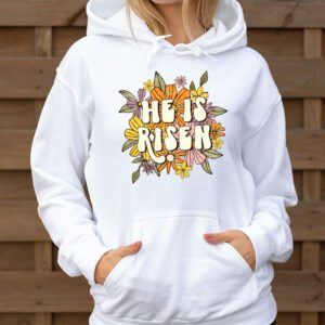 Retro Groovy He Is Risen Floral Jesus Easter Day Christians Hoodie 3 5