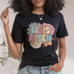 Retro Groovy He Is Risen Floral Jesus Easter Day Christians T Shirt 1