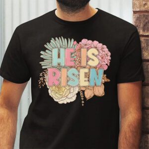 Retro Groovy He Is Risen Floral Jesus Easter Day Christians T Shirt 2