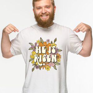 Retro Groovy He Is Risen Floral Jesus Easter Day Christians T Shirt 2 8