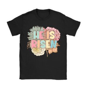 Retro Groovy He Is Risen Floral Jesus Easter Day Christians T-Shirt