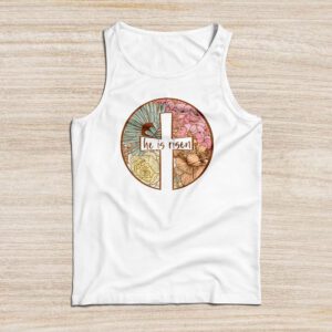 Retro Groovy He Is Risen Floral Jesus Easter Day Christians Tank Top