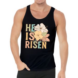 Retro Groovy He Is Risen Floral Jesus Easter Day Christians Tank Top 3 6