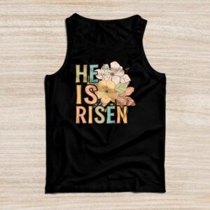 Retro Groovy He Is Risen Floral Jesus Easter Day Christians Tank Top
