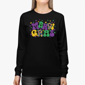 Retro Masquerade Mardi Gras Groovy Beads Parade Costume Longsleeve Tee 2 1