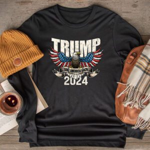 Retro Trump 2024 Take America Back American Flag Trump 2024 Longsleeve Tee