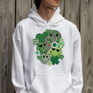 Shamrock Smile Face Disco Retro Groovy St Patricks Day Lucky Hoodie 2