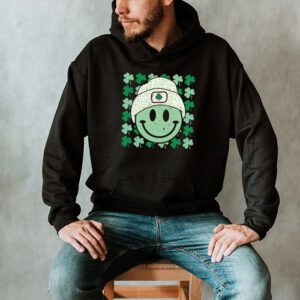 Shamrock Smile Face Disco Retro Groovy St Patricks Day Lucky Hoodie 2 4